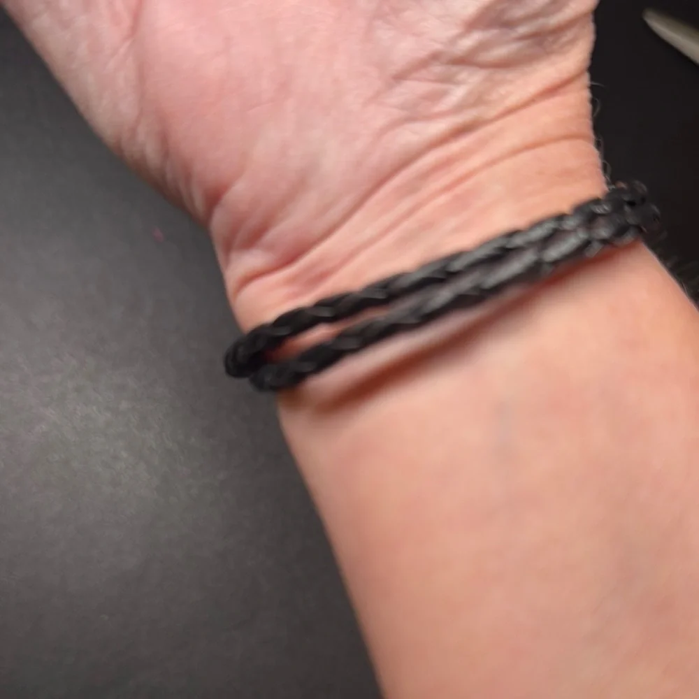 Black Braided Bracelet with Whale Tail Pendant